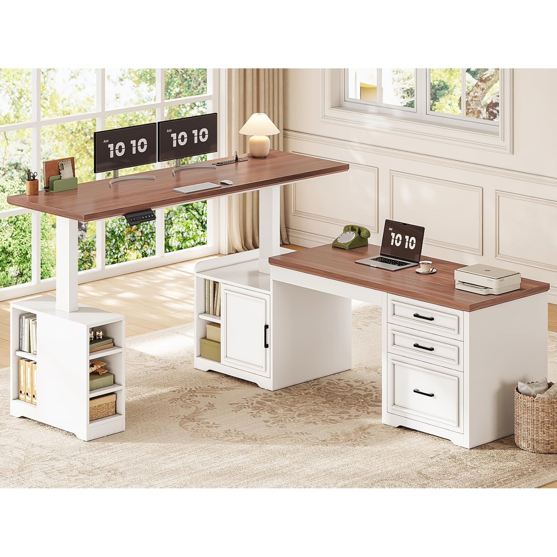 Farmhouse L-Shaped Standing Desk | 110\