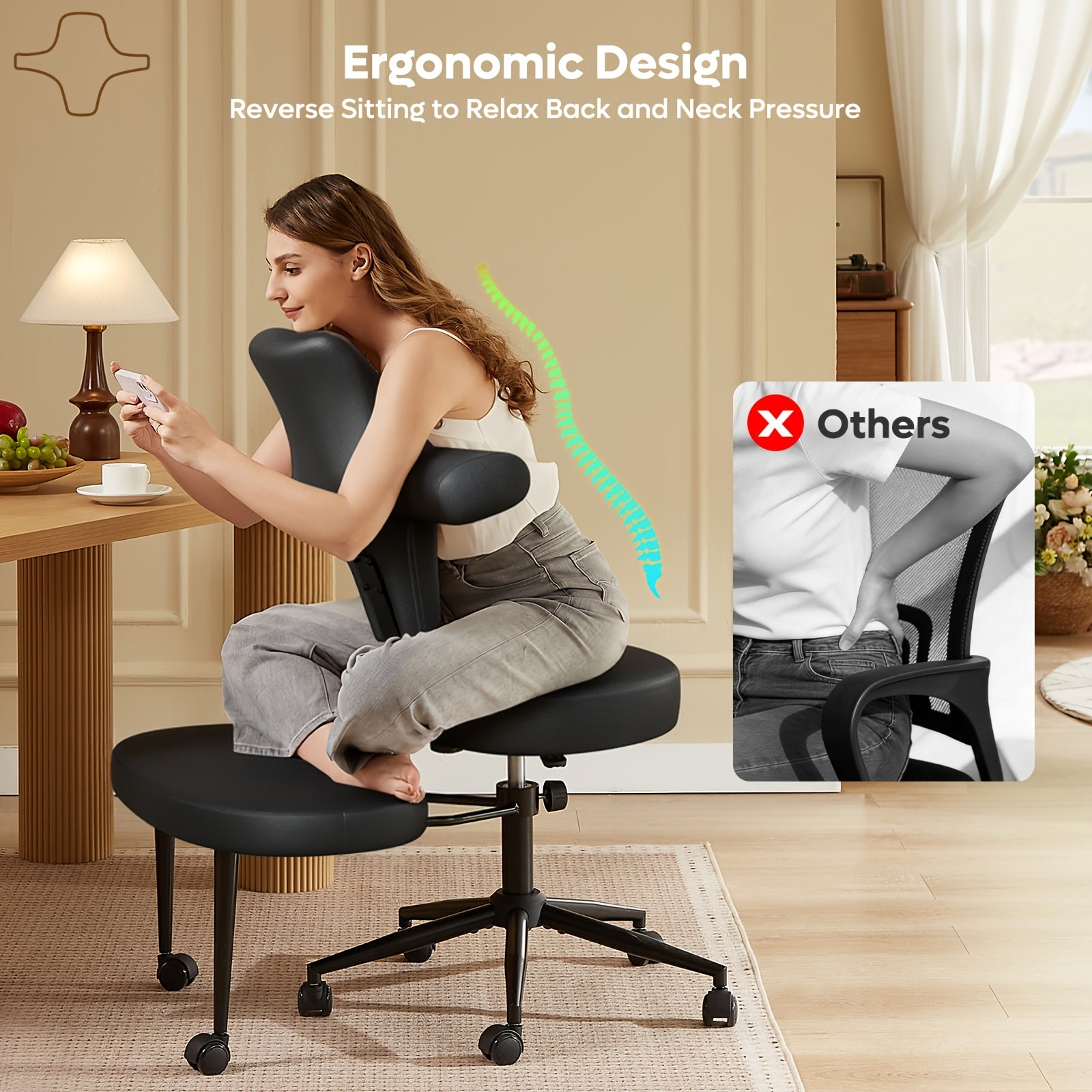 2026 Upgrade Ergonomic Office Chair Pro Max, Extra Wide Cross Legged Desk Chair With Retractable Footrest & Adjustable Height\u002FSeat Depth, Reversible Seat For ADHD\u002FMeditation, All-Day Comfort Computer Chair(Cross-Back Relaxation Technology)