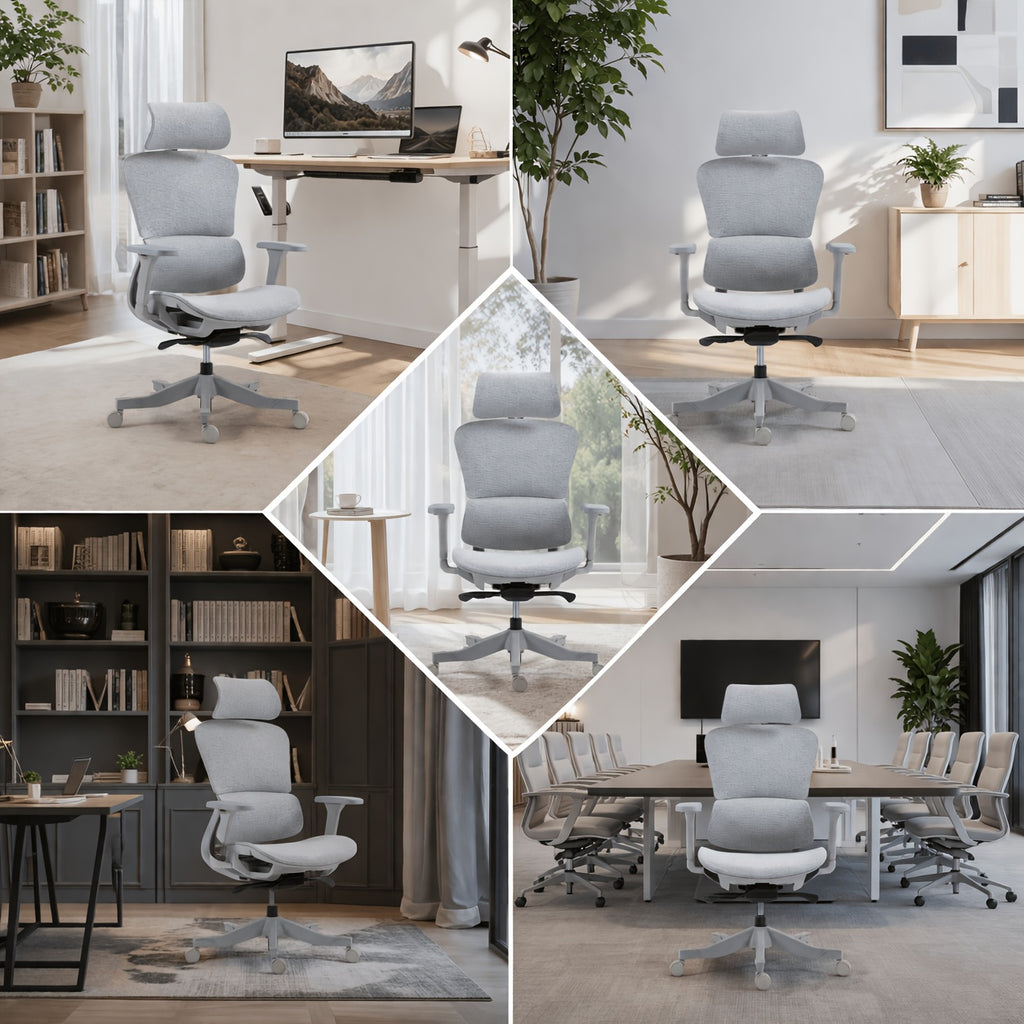 4D Adjustable Ergonomic Office Chair, 3-Position Tilt Lock, 300lbs Capacity, Breathable Mesh Desk Chair with Silent Wheels, PU Padded Armrests for Home & Office