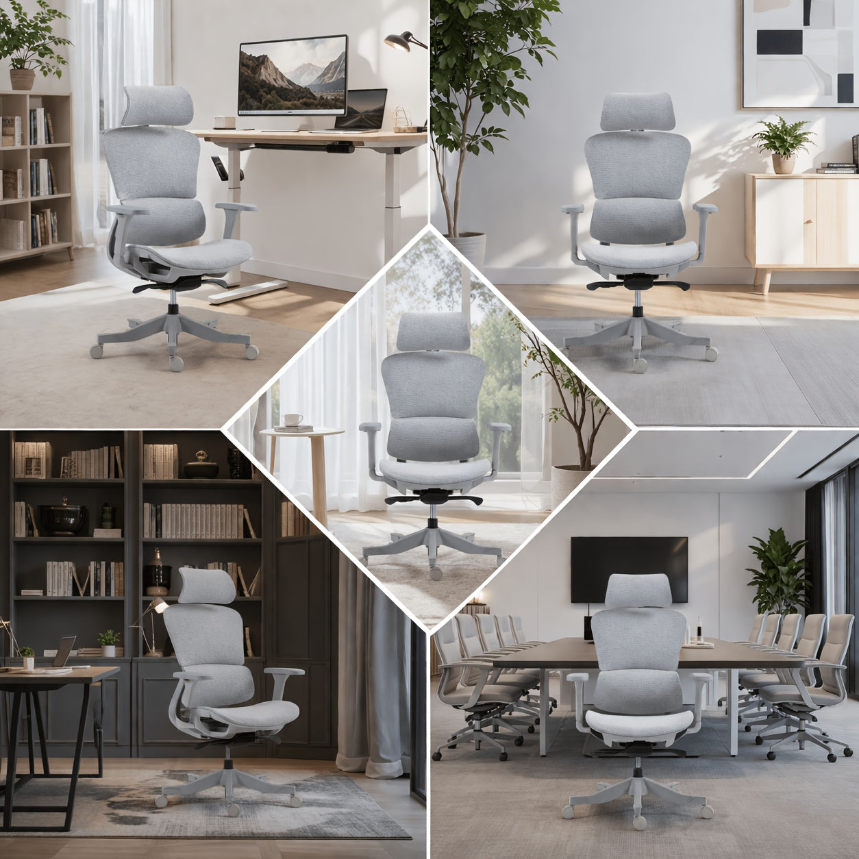 4D Adjustable Ergonomic Office Chair, 3-Position Tilt Lock, 300lbs Capacity, Breathable Mesh Desk Chair with Silent Wheels, PU Padded Armrests for Home & Office