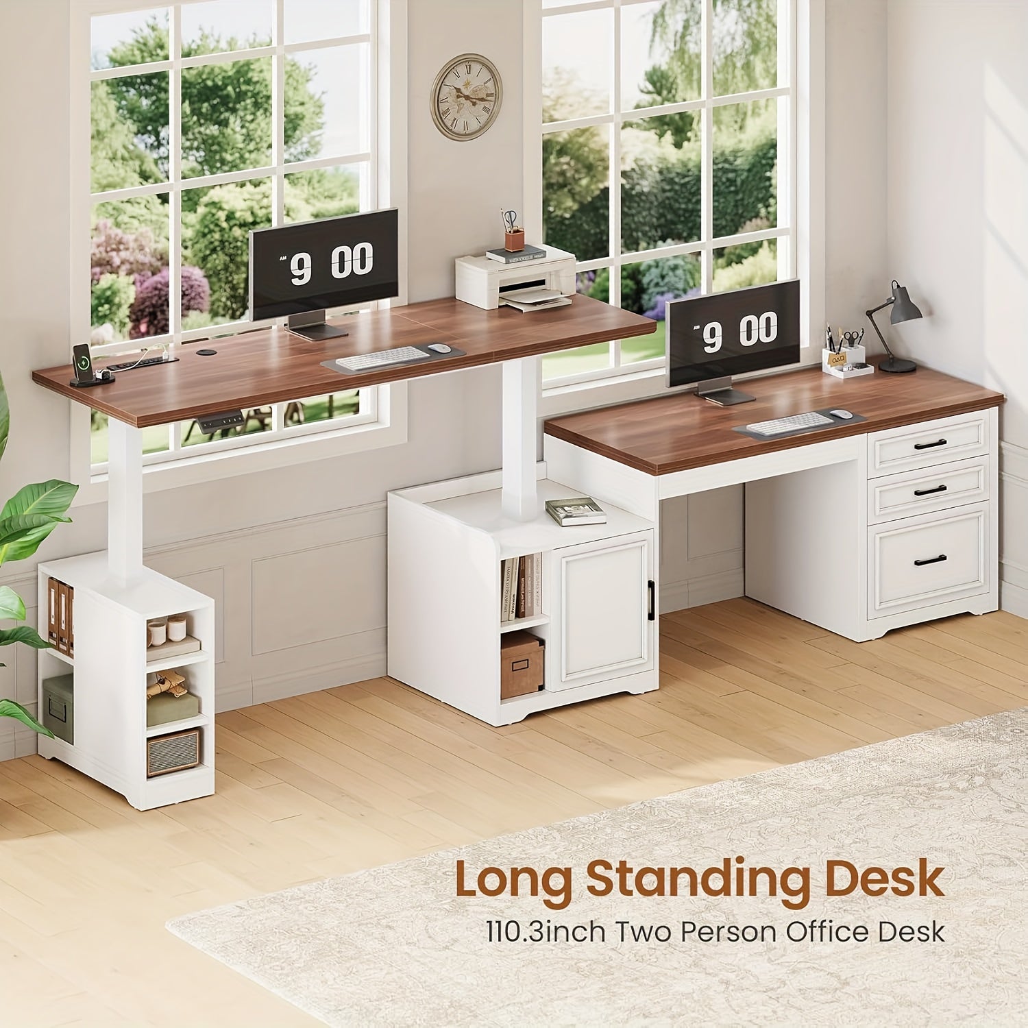 Farmhouse L-Shaped Standing Desk | 110\
