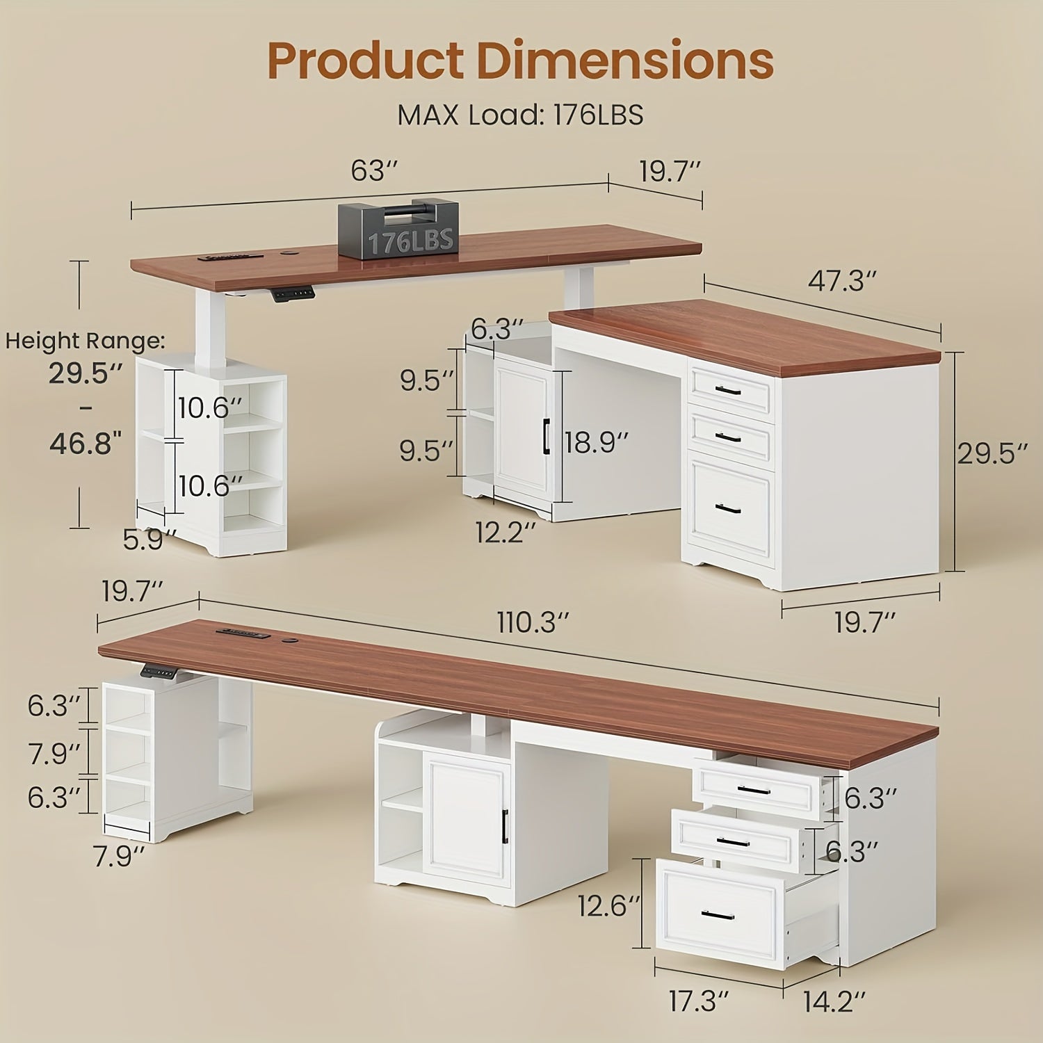 Farmhouse L-Shaped Standing Desk | 110\