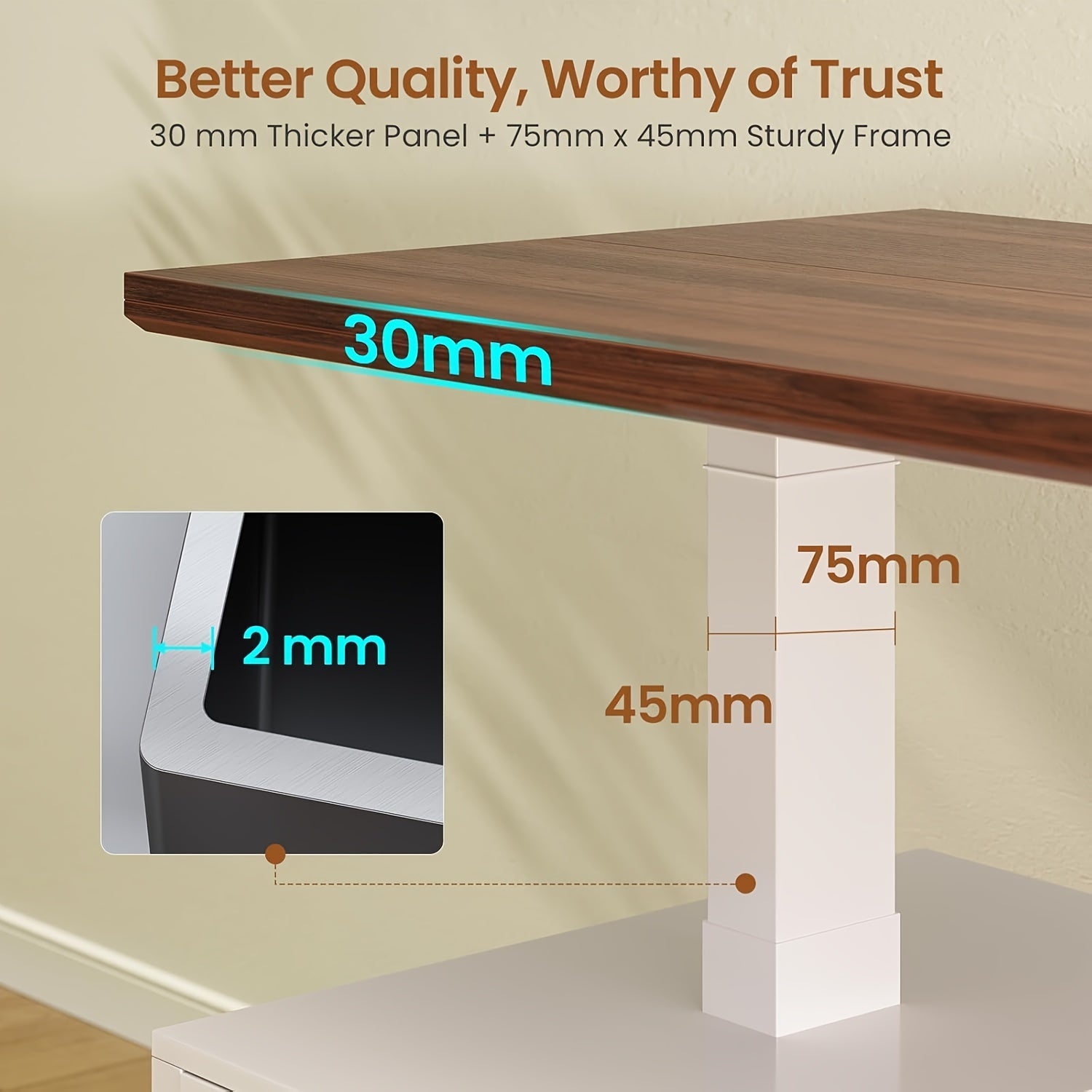 Standing Executive Desk with Storage, Large 1pc Electric Height Adjustable Stand Up Desk with Charging Station, File Cabinet Storage, Home and Office, White