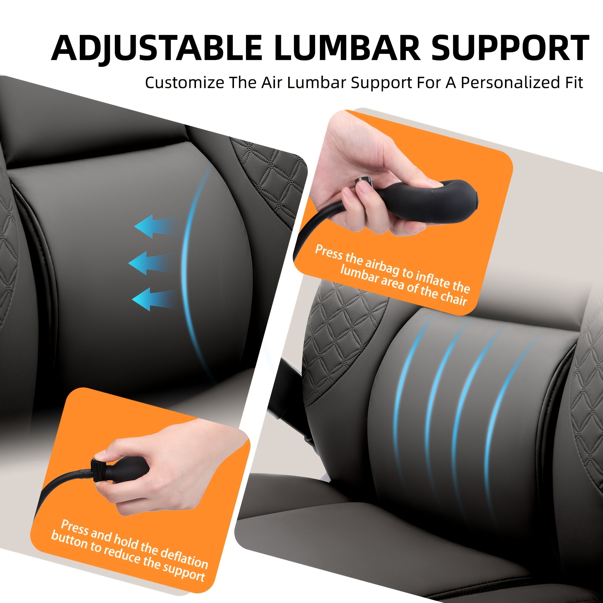 KERDOM Big Tall Ergonomic Office Chair with Air-Pumb Lumbar Support, 500lbs Capacity Executive Desk Chair for Heavy People, Manager Boss Wide Seat Computer Chair, PU Leather High Back Gaming Chair with 5D Adjustable Flip Armrests, Recline Function