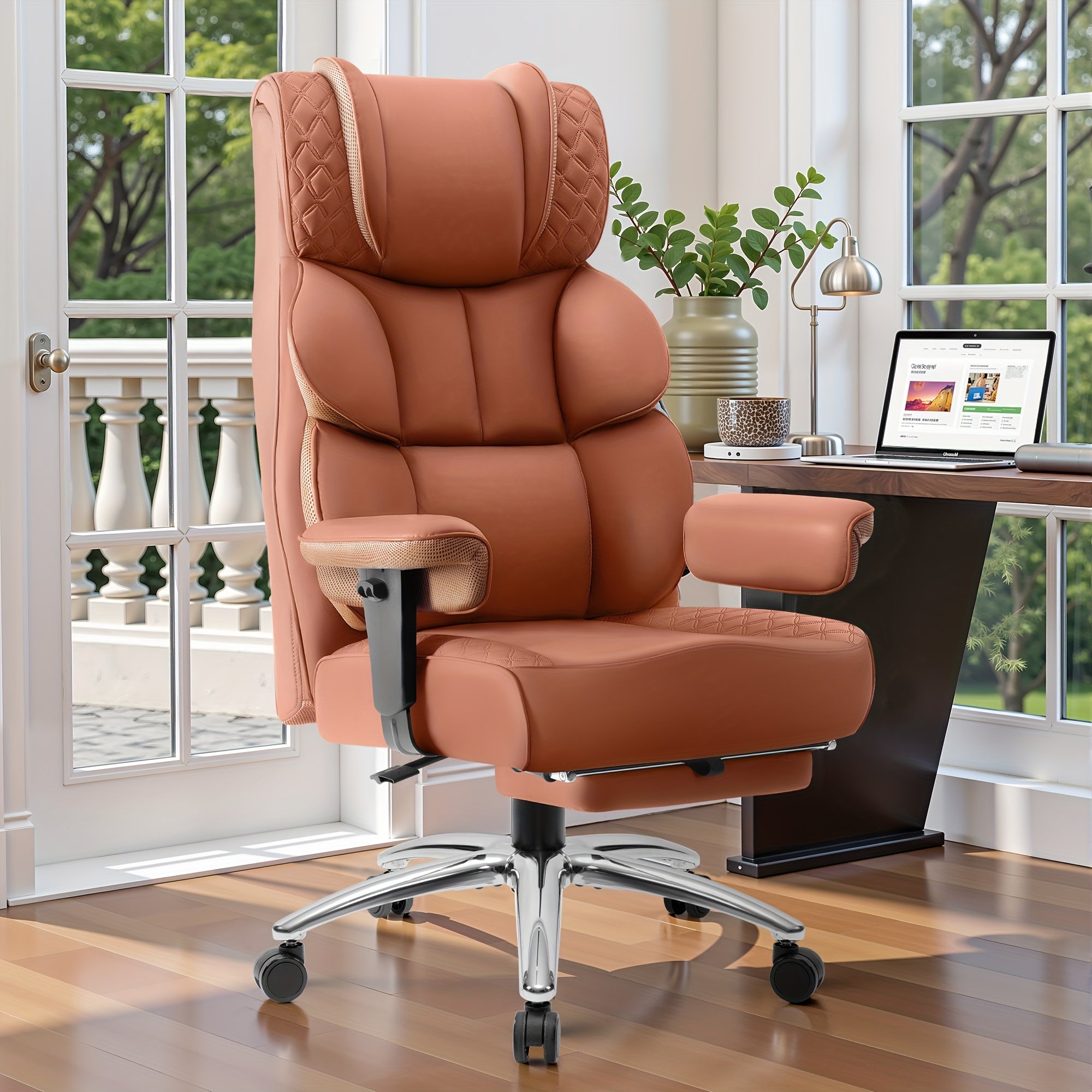 KERDOM Large Office Desk Chair Gaming Chair with Footrest, Swivel High Back Executive Reclining Computer Chair, Padded Lumbar Support, Widened & Thickened Ergonomic Seat, Lifting Armrests Height Adjustable, 400 Lbs Capacity, Anti-Scratch PU Leather