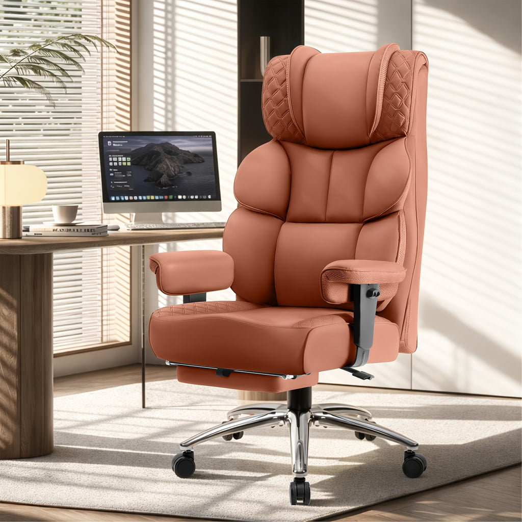 KERDOM Large Office Desk Chair Gaming Chair with Footrest, Swivel High Back Executive Reclining Computer Chair, Padded Lumbar Support, Widened & Thickened Ergonomic Seat, Lifting Armrests Height Adjustable, 400 Lbs Capacity, Anti-Scratch PU Leather