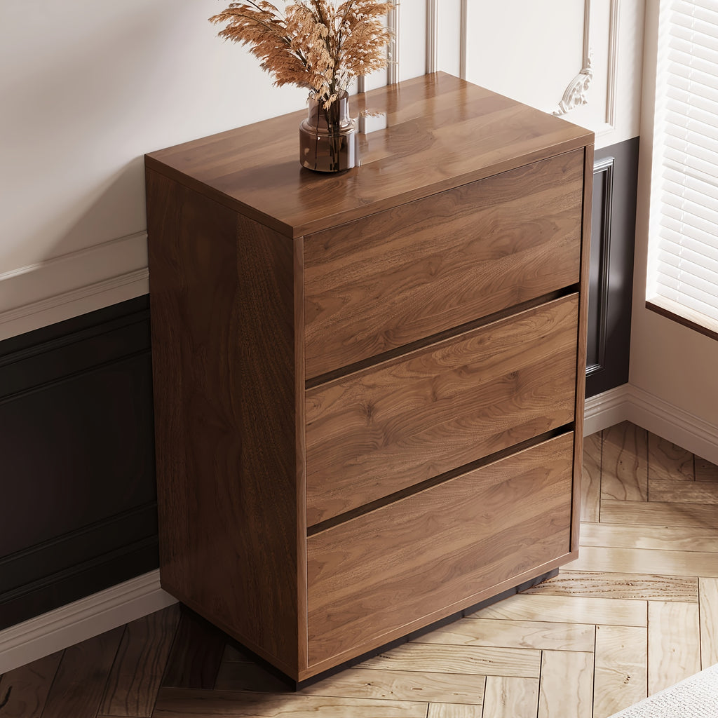Natural Wood 3-Drawer Storage Cabinet, 32.5 Inches Stable & Sturdy Modern Organizer for Entryway, Home Or Apartment Use