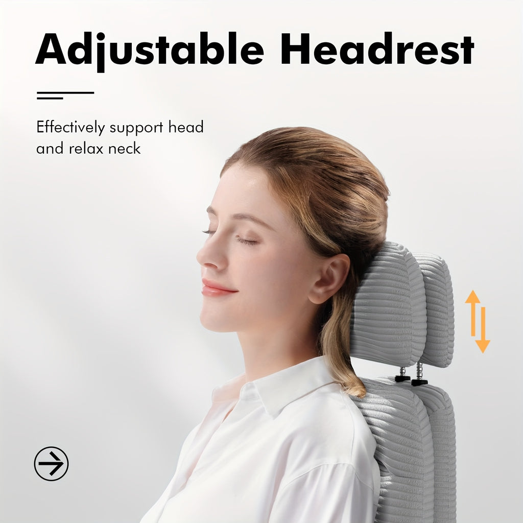 Ergonomic Swivel Office Chair with a High Back, Made of Corduroy, Featuring an Adjustable Headrest, 4D Armrests, a Tilting Backrest, And a Retractable Footrest, Ideal for Home Office Tasks