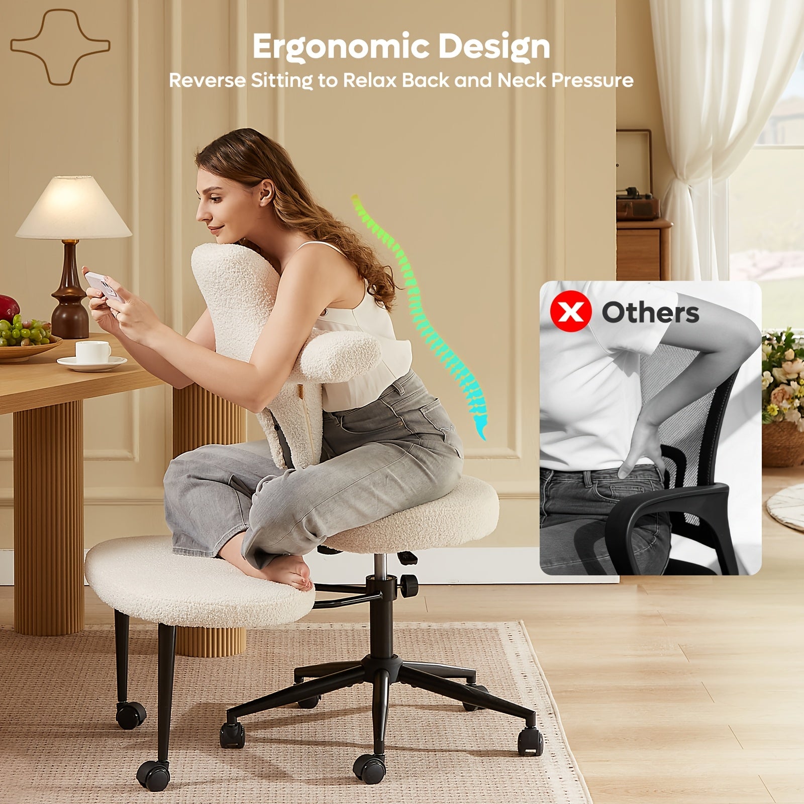 2026 Upgrade Ergonomic Office Chair Pro Max, Extra Wide Cross Legged Desk Chair With Retractable Footrest & Adjustable Height\u002FSeat Depth, Reversible Seat For ADHD\u002FMeditation, All-Day Comfort Computer Chair(Cross-Back Relaxation Technology)