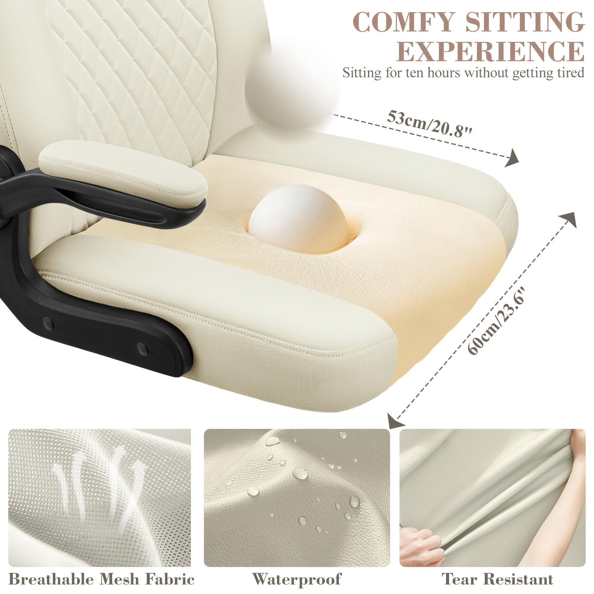 Kerdom'S Innovative Office Chair Features a 3-In-1 Design with a Flip Backrest, Made from Faux Leather. This Ergonomic Chair Is Adjustable in Height, Tilts, And Swivels, Making It Suitable for Home Offices. It Includes Flip-Up Arms