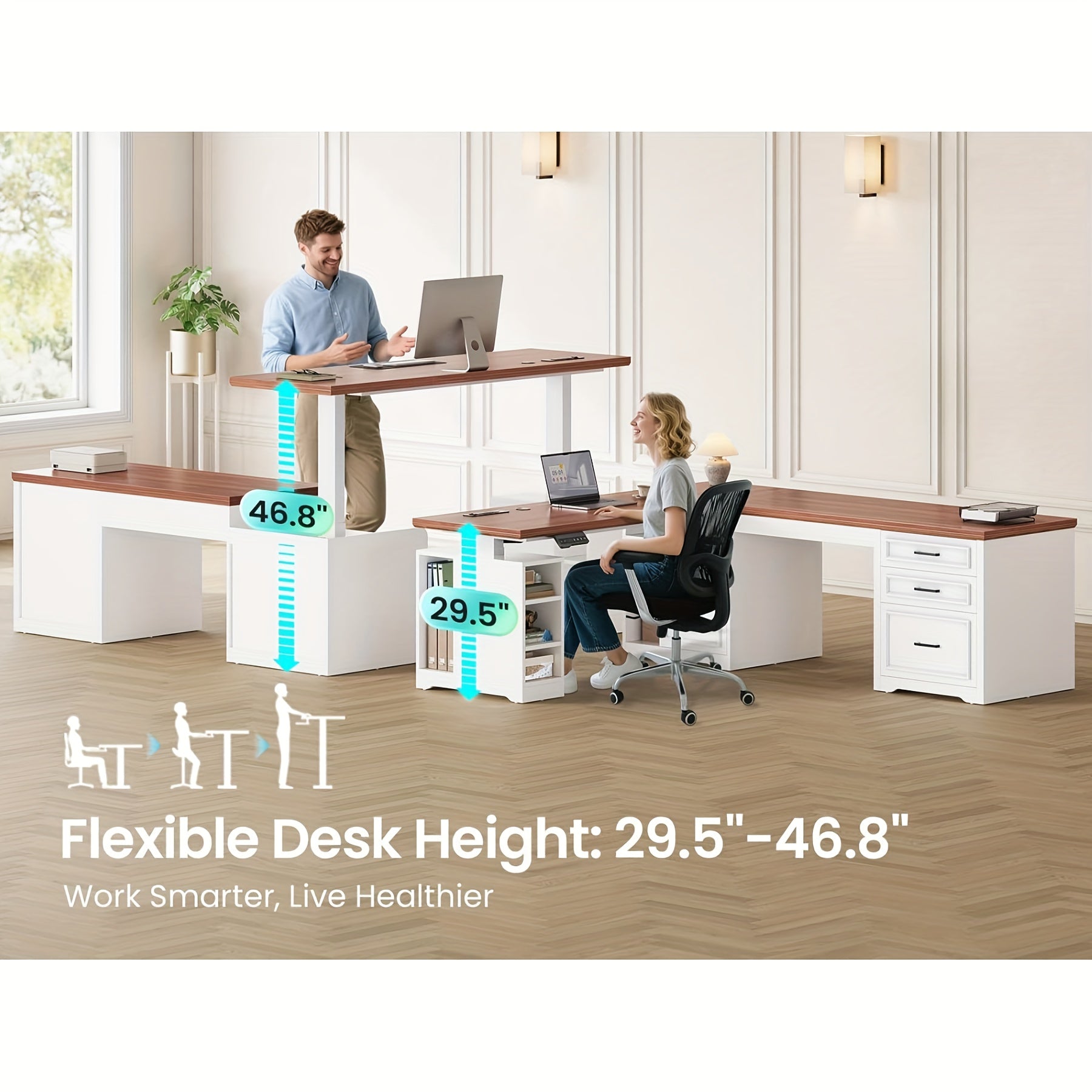 Farmhouse L-Shaped Standing Desk | 110\