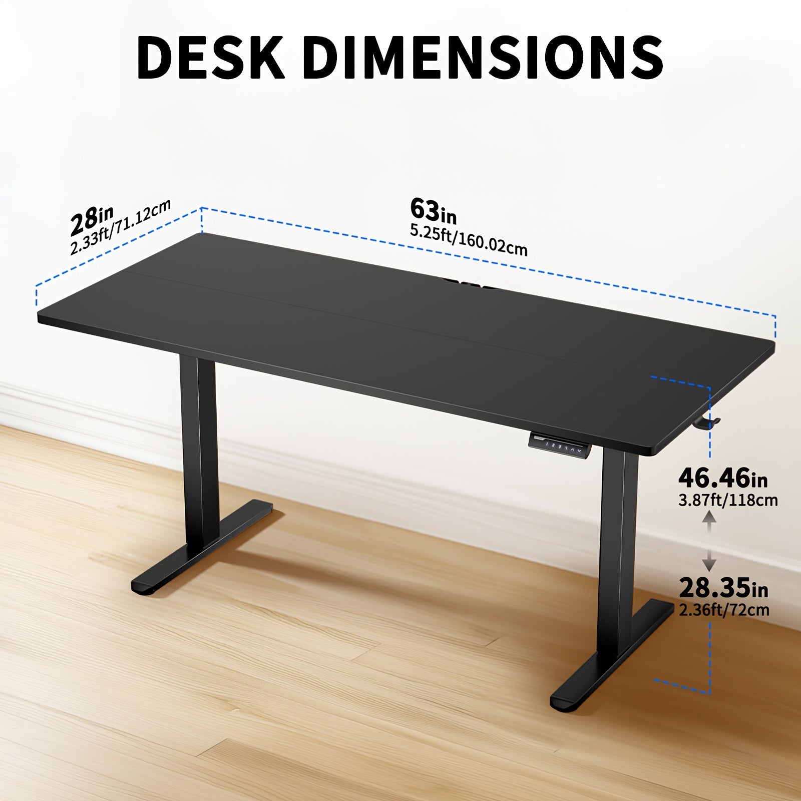 UP TO 40% OFF 63\u002F55\u002F48 Inch Adjustable Height Electric Lift Desk, Ergonomically Designed Office Desk, Gaming Desk, Suitable For Home Offices, Cafes, Restaurants, Electric Standing Table, Easter Gift