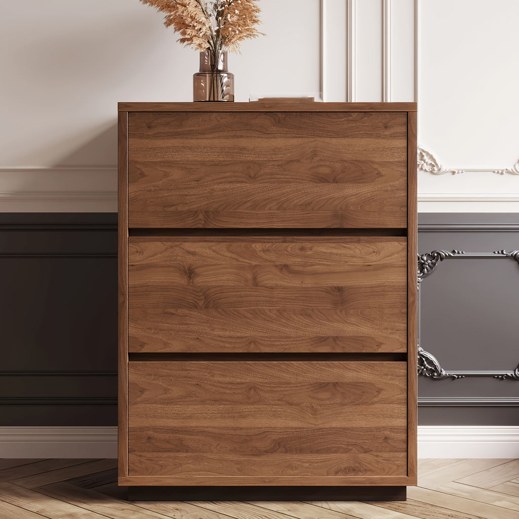 Natural Wood 3-Drawer Storage Cabinet, 32.5 Inches Stable & Sturdy Modern Organizer for Entryway, Home Or Apartment Use