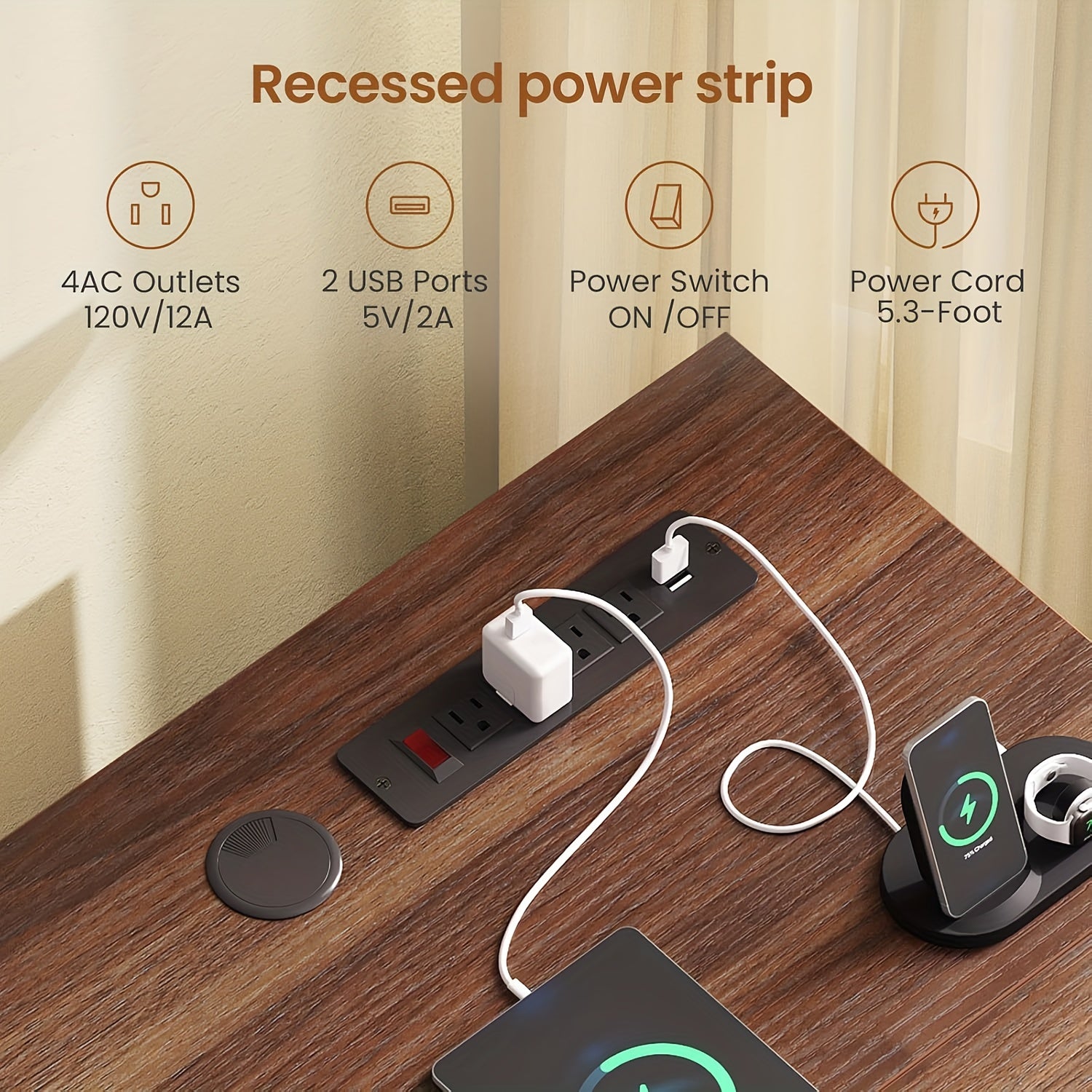 Standing Executive Desk with Storage, Large 1pc Electric Height Adjustable Stand Up Desk with Charging Station, File Cabinet Storage, Home and Office, White