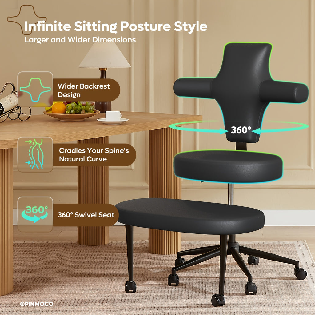 2026 Upgrade Ergonomic Office Chair Pro Max, Extra Wide Cross Legged Desk Chair With Retractable Footrest & Adjustable Height\u002FSeat Depth, Reversible Seat For ADHD\u002FMeditation, All-Day Comfort Computer Chair(Cross-Back Relaxation Technology)