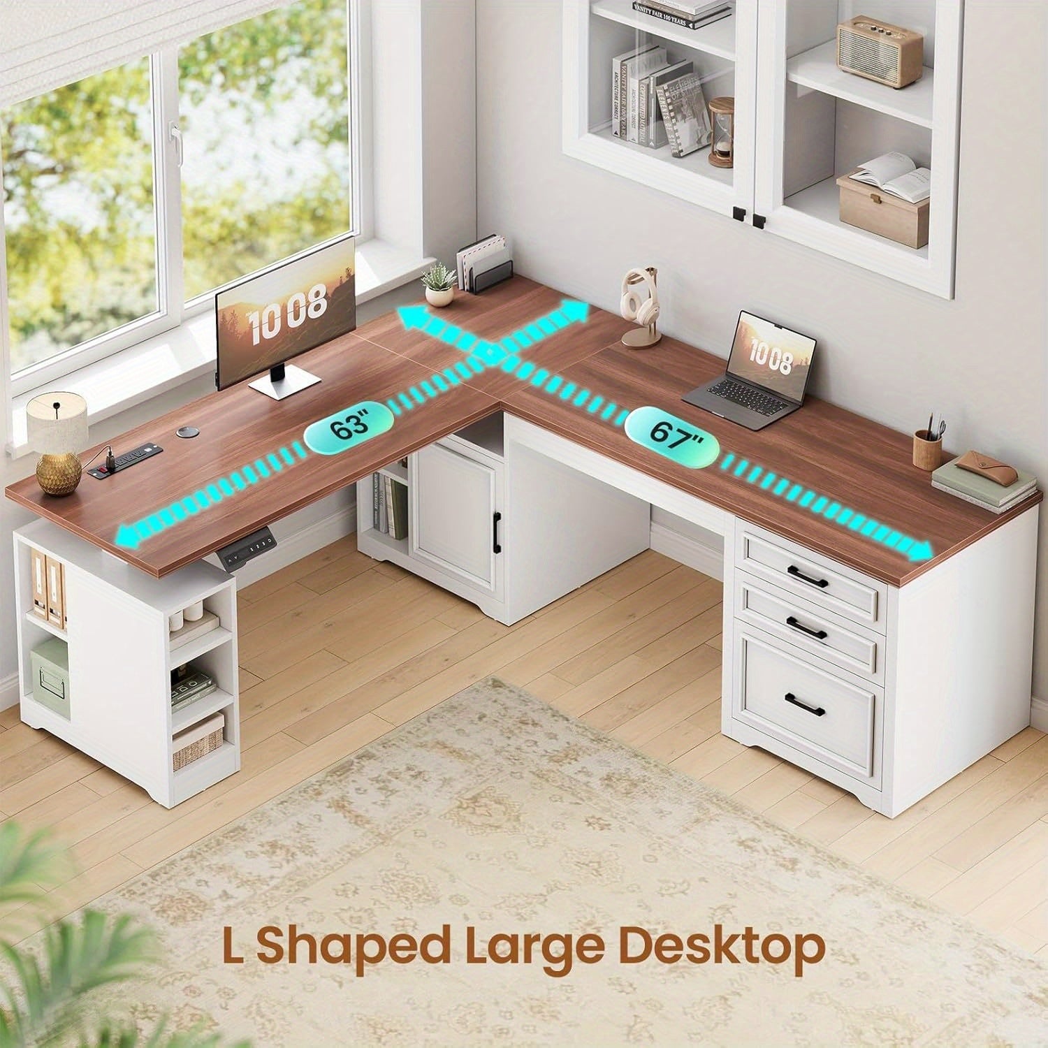 Farmhouse L-Shaped Standing Desk | 110\