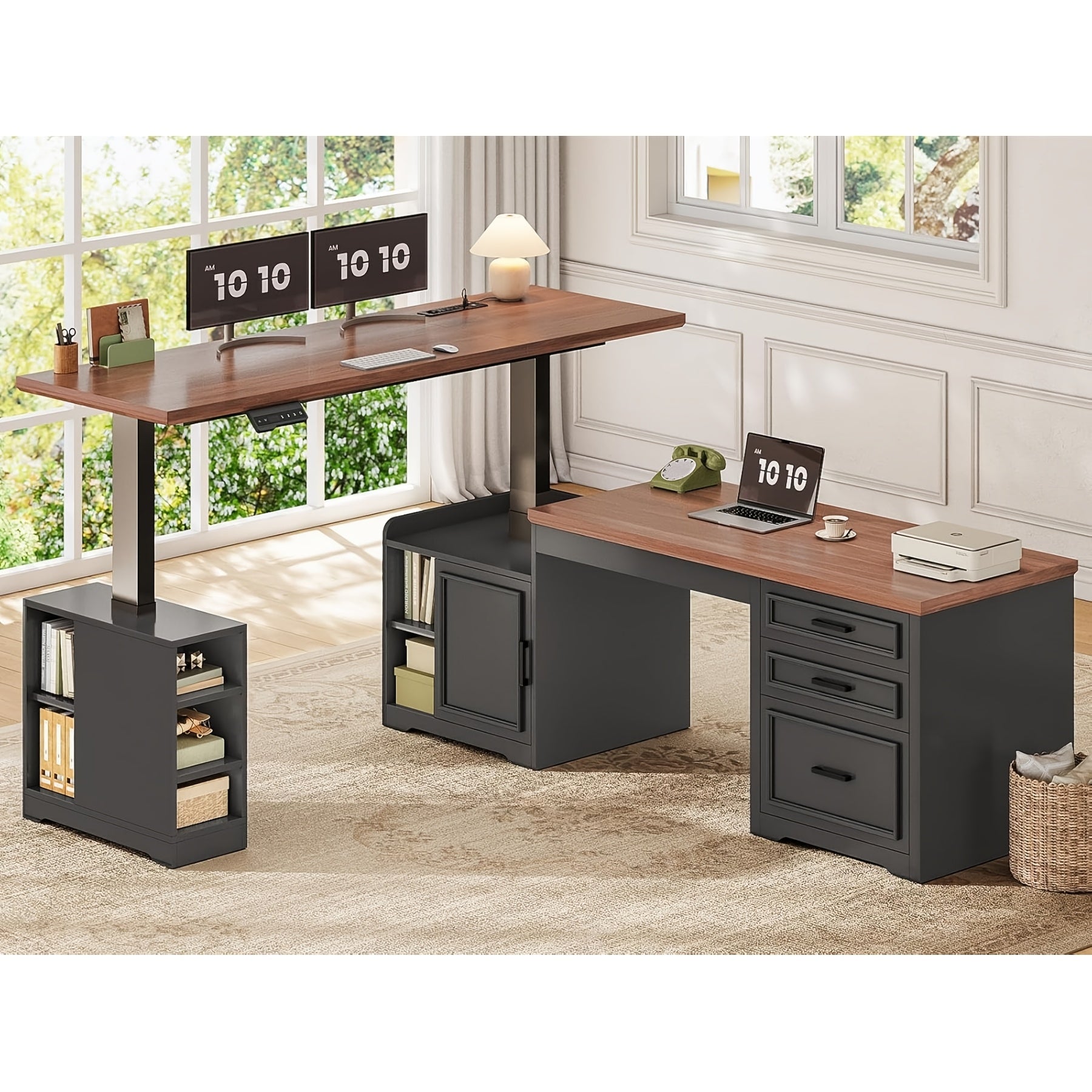 Farmhouse L-Shaped Standing Desk | 110\